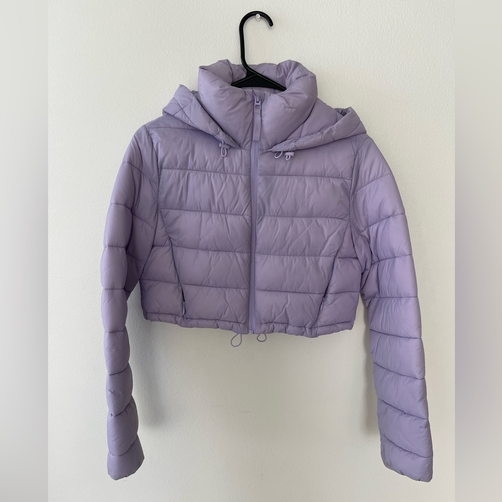Zara purple cropped puffer